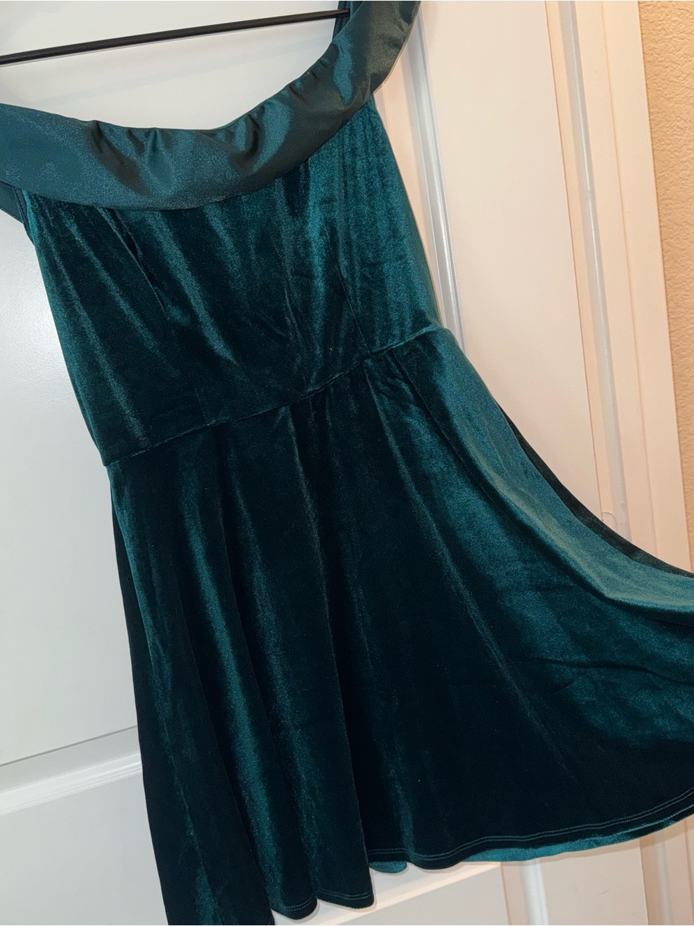 Emerald Green Velvet A-Line Dress